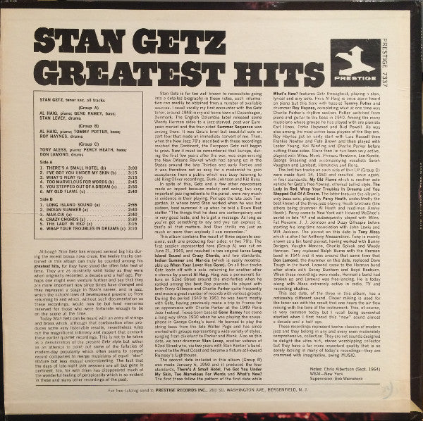 Stan Getz : Greatest Hits (LP, Comp, Mono, RE)