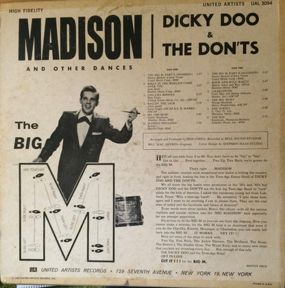 Dicky Doo & The Don'ts : Madison And Other Dances (LP, Mono)