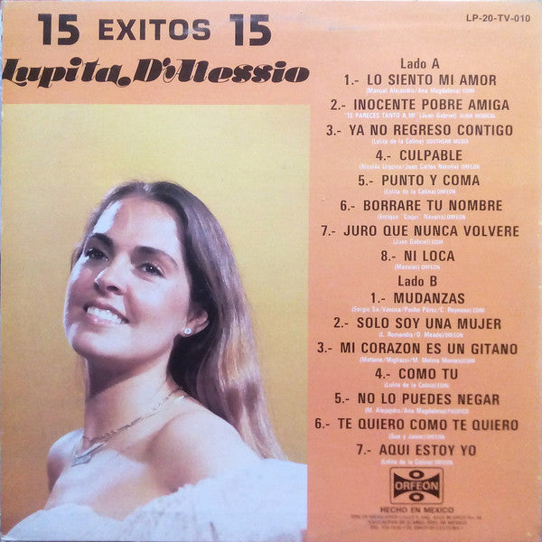 Lupita D'Alessio : 15 Exitos 15 (LP, Comp)