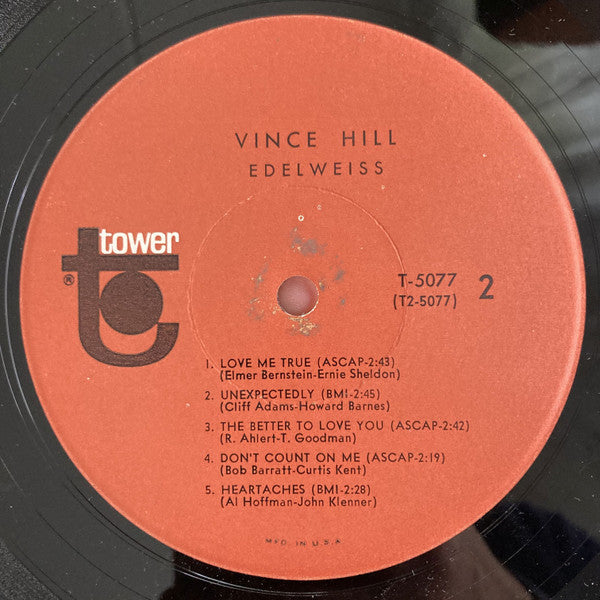 Vince Hill :  Edelweiss (LP, Album, Mono)