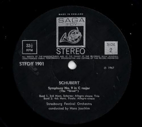 Franz Schubert, Strasbourg Festival Orchestra, Hans Joachim : Symphony No9 The Great/La Grande/Die Grosse (LP, RM)