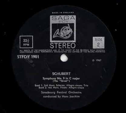 Franz Schubert, Strasbourg Festival Orchestra, Hans Joachim : Symphony No9 The Great/La Grande/Die Grosse (LP, RM)