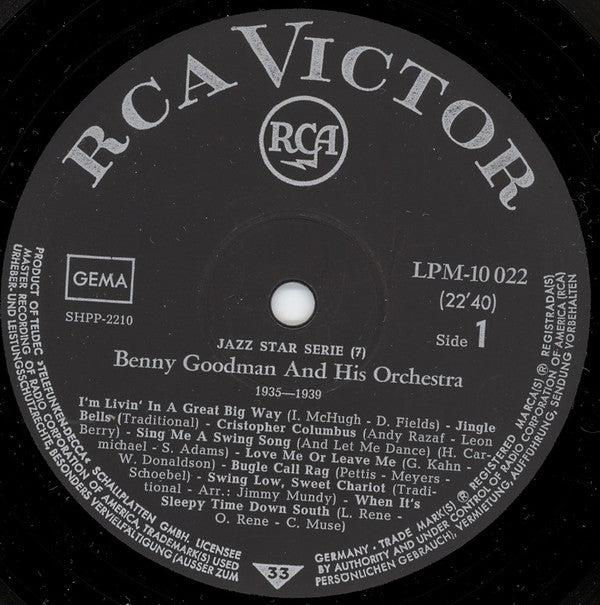 Benny Goodman And His Orchestra : Benny Goodman And His Orchestra 1935-1939  Vol.1 (LP, Comp, Mono)