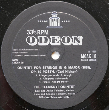 Carl Nielsen, Telmányi-Kvintetten, Jørgen Fischer Larsen : Kvintet For Strygere I G-dur (1888), Op. 60 Posth. / Præludium Og Tema Med Variationer For Violinsolo, Op. 48 / Preludio E Presto Per Violino Solo, Op. 52 (LP)