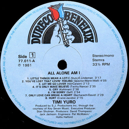 Timi Yuro : All Alone Am I (LP, Album, Mono)