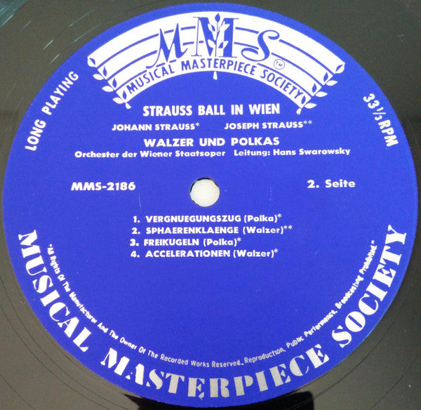 Orchester Der Wiener Staatsoper, Hans Swarowsky, Johann Strauss Jr., Josef Strauß : Strauss-Ball In Wien: Walzer Und Polkas (LP)