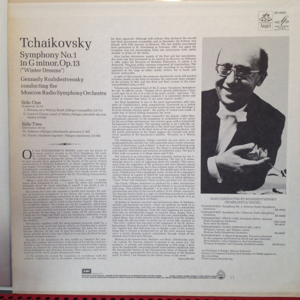 Pyotr Ilyich Tchaikovsky - Gennadi Rozhdestvensky, Большой Симфонический Оркестр Всесоюзного Радио : Symphony No.1 In G Minor "Winter Dreams" (LP, Album)