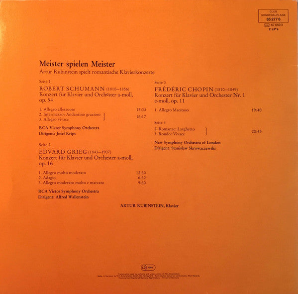 Robert Schumann, Edvard Grieg, Frédéric Chopin, Arthur Rubinstein : Meister Spielen Meister (2xLP, Comp, Club, Gat)