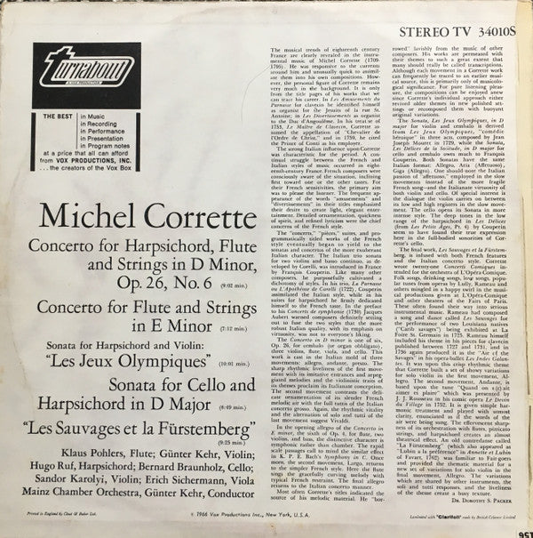 Michel Corrette : Music Of Michel Corrette (LP, RP)