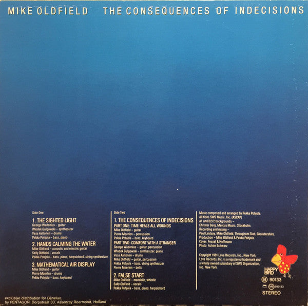 Mike Oldfield : The Consequences Of Indecisions  (LP, Album, RE, Ora)