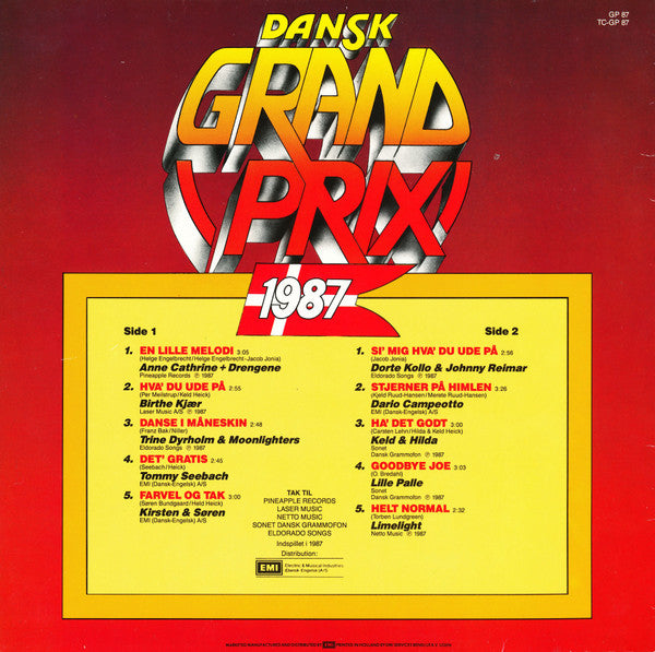 Various : Dansk Grand Prix 1987 (LP, Album)