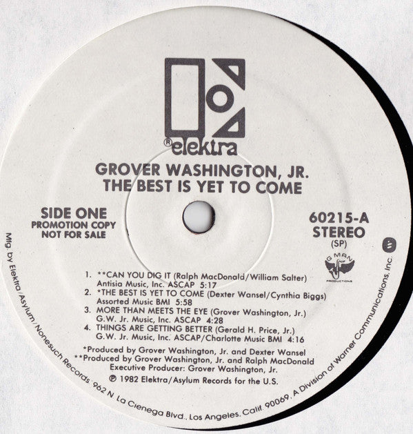 Grover Washington, Jr. : The Best Is Yet To Come (LP, Album, Promo)