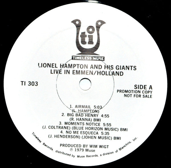 Lionel Hampton : Lionel Hampton And His Giants Live In Emmen/Holland (LP, Promo, Alb)