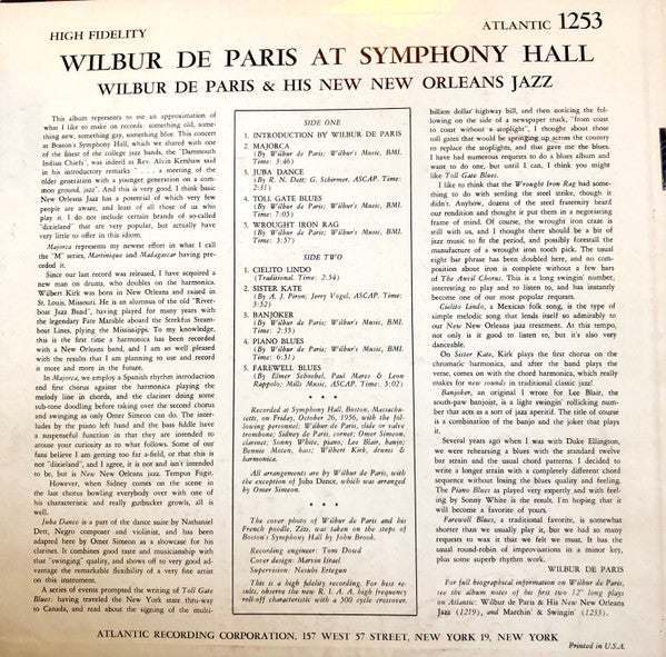 Wilbur De Paris And His New New Orleans Jazz : Wilbur De Paris At Symphony Hall (LP, Album, Gre)