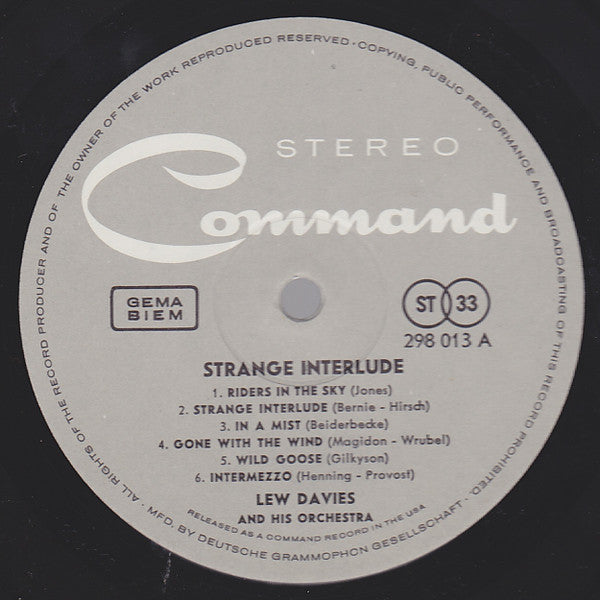 Lew Davies And His Orchestra : Strange Interlude (LP, Album, Gat)