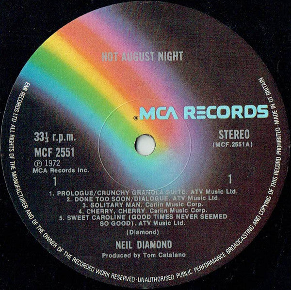 Neil Diamond : Hot August Night (2xLP, RE, Gat)