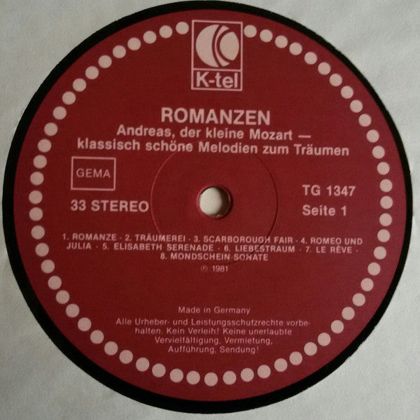 Andreas A. Baumann : Romanzen - Klassisch Schöne Melodien Zum Träumen (LP, Album)