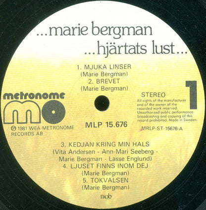 Marie Bergman : Hjärtats Lust (LP, Album)