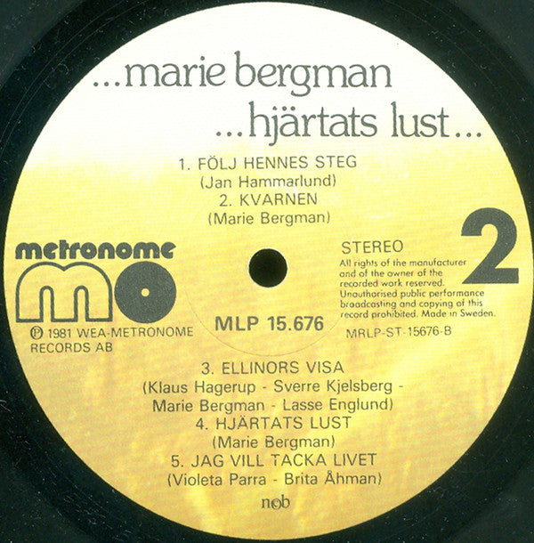 Marie Bergman : Hjärtats Lust (LP, Album)