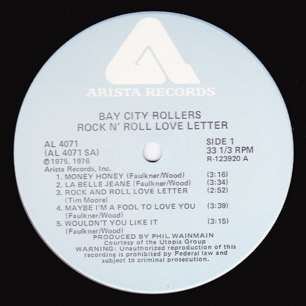 Bay City Rollers : Rock N' Roll Love Letter (LP, Album, Club, Blu)