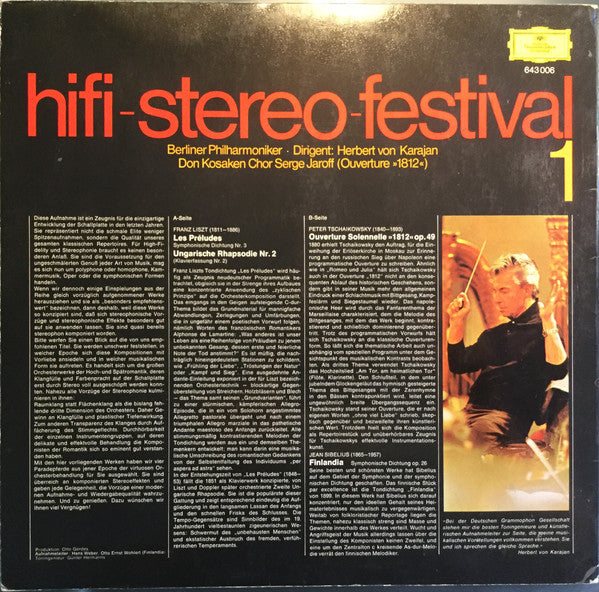 Berliner Philharmoniker - Herbert von Karajan : Hifi-Stereo-Festival 1 (LP, Comp)