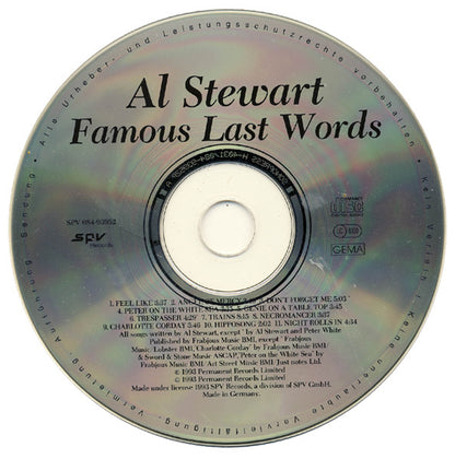 Al Stewart : Famous Last Words (CD, Album)