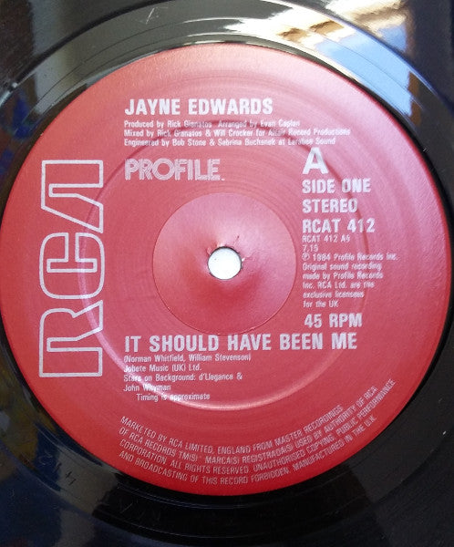 Jayne Edwards : Determination / It Should Have Been Me (12")