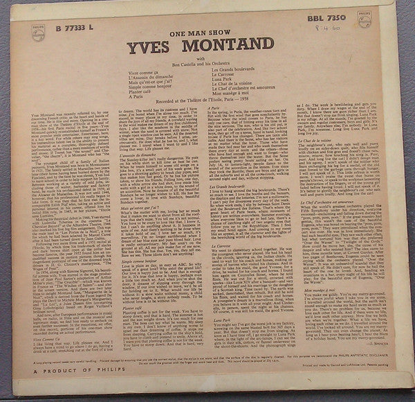 Yves Montand : One Man Show (LP, Album)