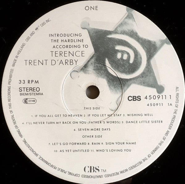 Terence Trent D'Arby : Introducing The Hardline According To Terence Trent D'Arby (LP, Album)