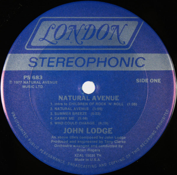 John Lodge : Natural Avenue (LP, Album, Ter)