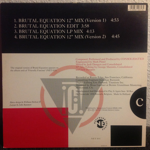 Consolidated : Brutal Equation (Remixes) (12")