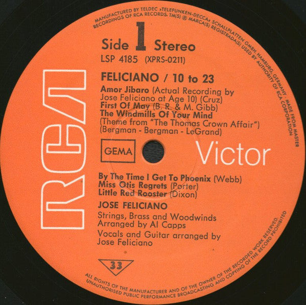 José Feliciano : 10 To 23 (LP, Album)