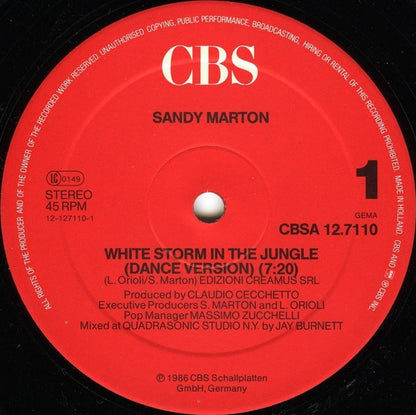 Sandy Marton : White Storm In The Jungle (Two Special D.J. Versions) (12", Single)