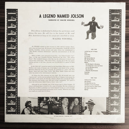 Walter Winchell Presents Al Jolson : A Legend Named Jolson (LP, Album)