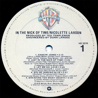 Nicolette Larson : In The Nick Of Time (LP, Album, Gol)