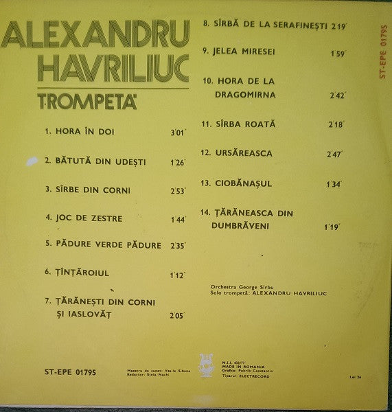 Alexandru Havriliuc : Trompetă (LP)