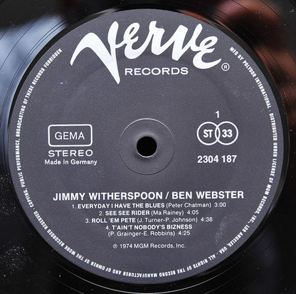 Jimmy Witherspoon & Ben Webster : Previously Unreleased Recordings (LP, Album)