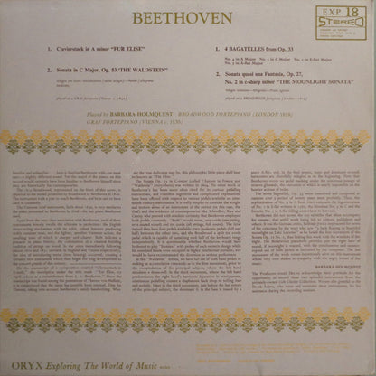 Ludwig van Beethoven - Barbara Holmquest : Piano Works (LP)