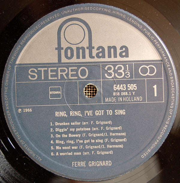 Ferre Grignard : Ring, Ring, I've Got To Sing (LP, Album, RE)