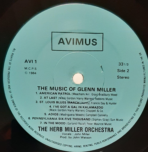 Herb Miller Orchestra : The Music Of Glenn Miller (LP, Comp)