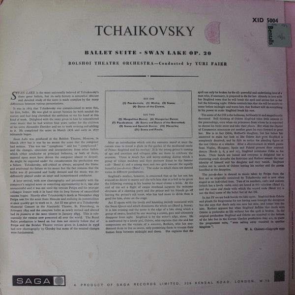 Pyotr Ilyich Tchaikovsky - Bolshoi Theatre Orchestra , conducted by Юрий Файер : Swan Lake (LP)