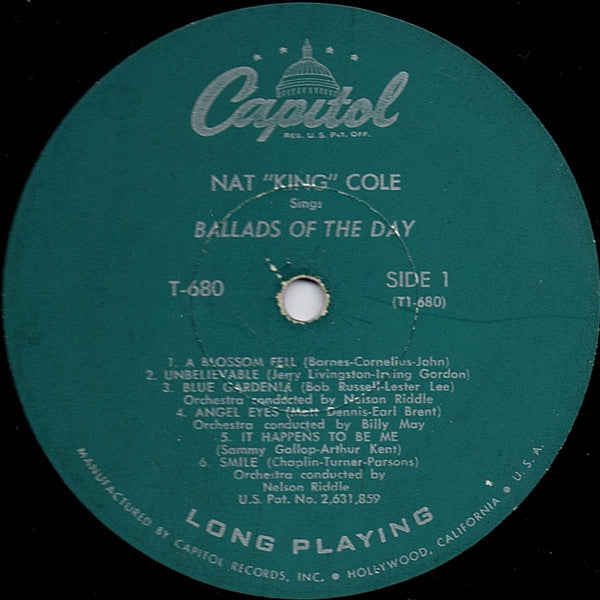 Nat King Cole : Ballads Of The Day (LP, Album, Mono)