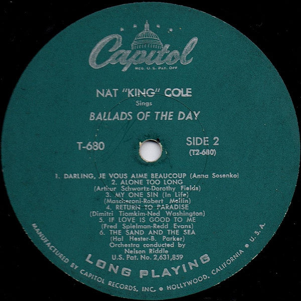 Nat King Cole : Ballads Of The Day (LP, Album, Mono)