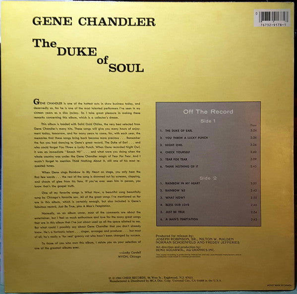 Gene Chandler : The Duke Of Soul (LP, Comp, RE)