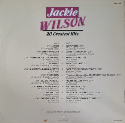 Jackie Wilson : 20 Greatest Hits (LP, Comp)