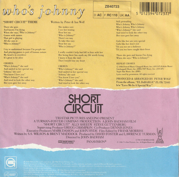 El DeBarge : Who's Johnny ("Short Circuit" Theme) (7", Single)