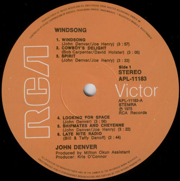 John Denver : Windsong (LP, Album, Gat)