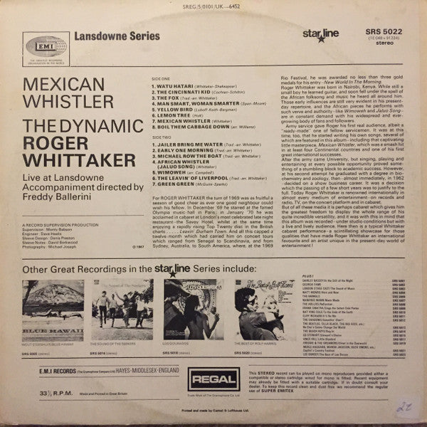 Roger Whittaker : Mexican Whistler (The Dynamic Roger Whittaker) (LP, Album, RE)