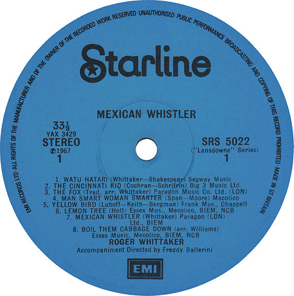 Roger Whittaker : Mexican Whistler (The Dynamic Roger Whittaker) (LP, Album, RE)