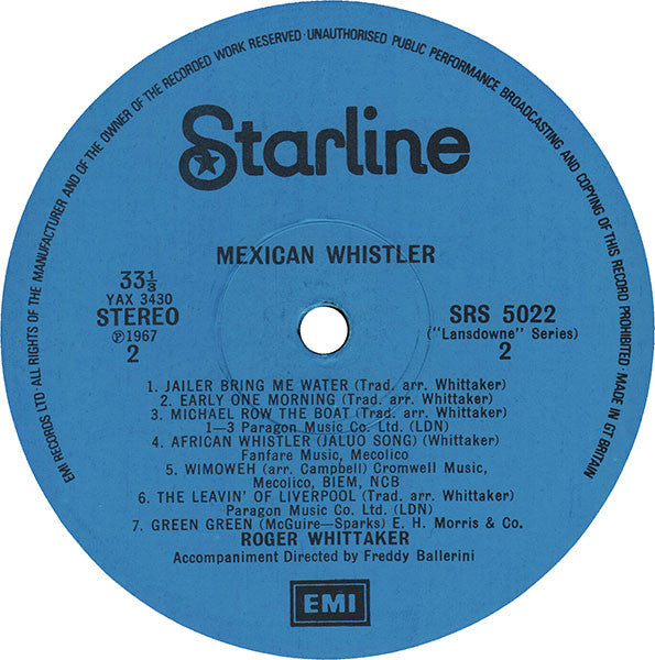 Roger Whittaker : Mexican Whistler (The Dynamic Roger Whittaker) (LP, Album, RE)